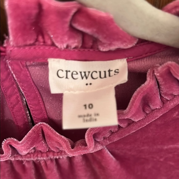 Crewcuts Pink Sleeveless Ruffled Mock Neck Velvet Dress - Picture 2 of 3